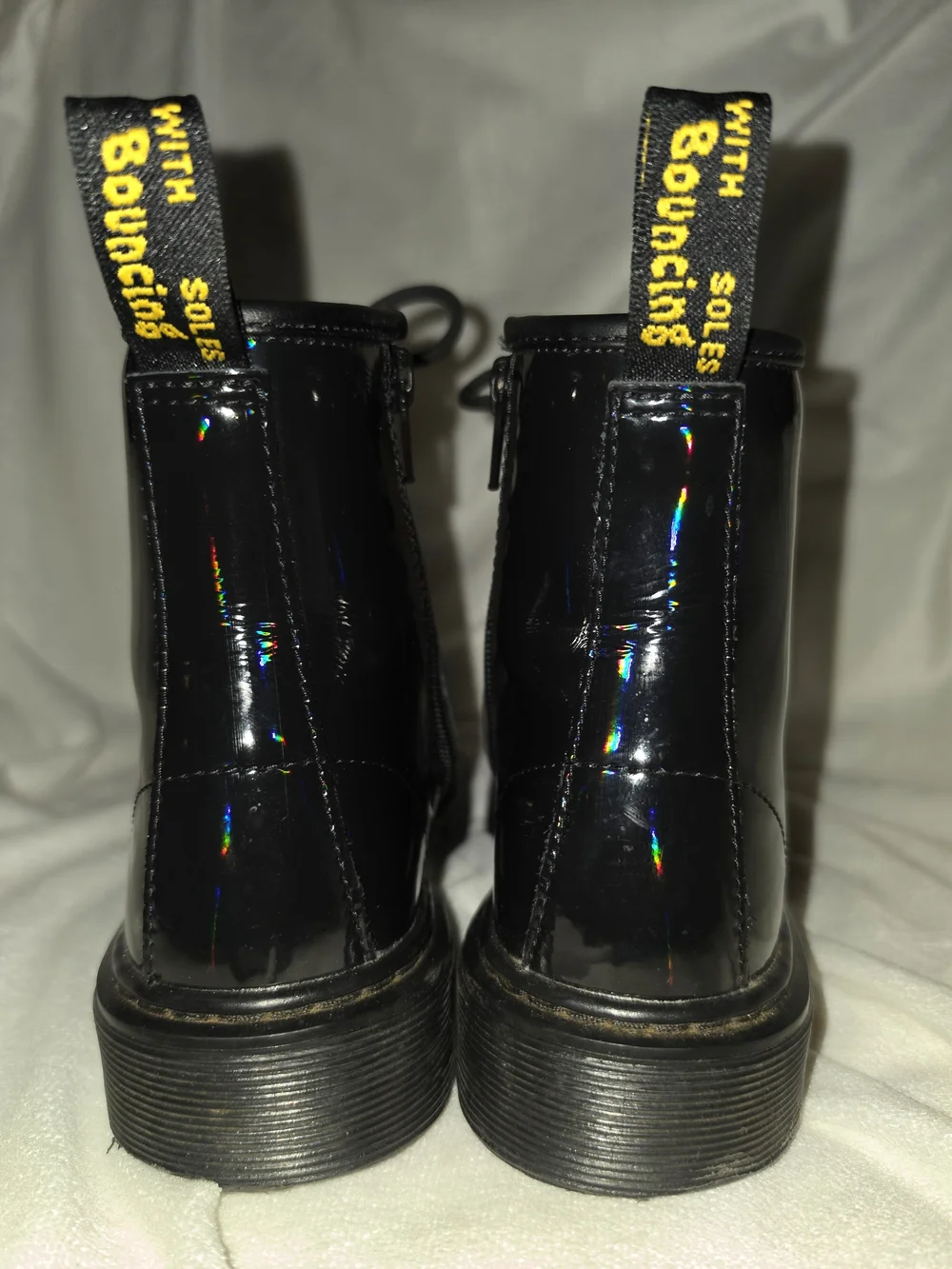 Dr. Martens Kids Black Patent Leather Combat Boots Zipper EU 34 US Youth 3
